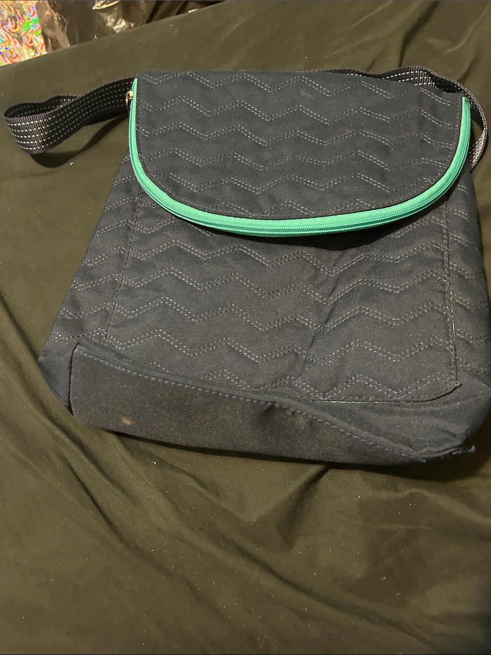 Thirty-one Navy Quilted Crossbody Bag with Teal Trim